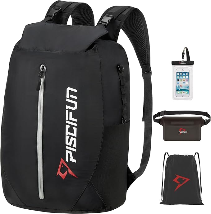 Piscifun Dry Bag Waterproof, Lightweight Dry Backpack with Waist Pouch and Phone Case for Kayaking, Boating 10L 20L 30L