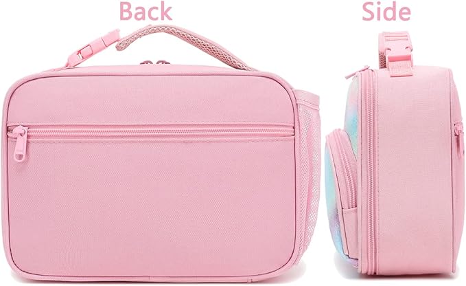 FlowFly Kids Lunch box Insulated Soft Bag Mini Cooler Back to School Thermal Meal Tote Kit for Girls, Boys,Glitter-Unicorn