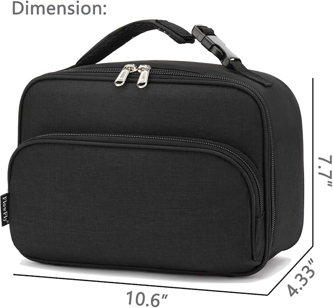 FlowFly Kids Lunch box Insulated Soft Bag Mini Cooler Back to School Thermal Meal Tote Kit for Girls, Boys,Black