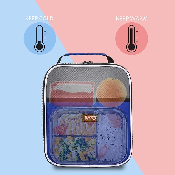 Insulated Lunch Box for Men Women, Portable Thermal Small Lunch Bag for Office Work Picnic, Reusable Compact Lunchbox Cooler Tote for Adults,Blue
