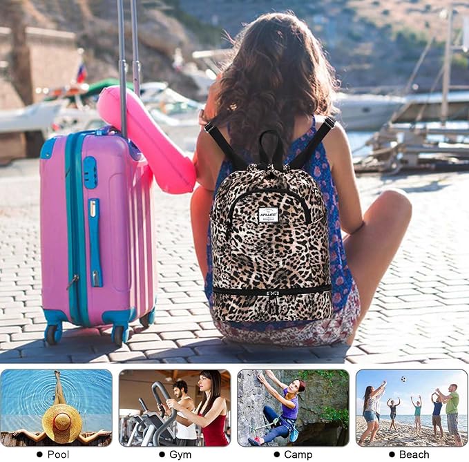 Dry Wet Drawstring Backpack with Shoe Compartment for Women Adjustable Gym Bag