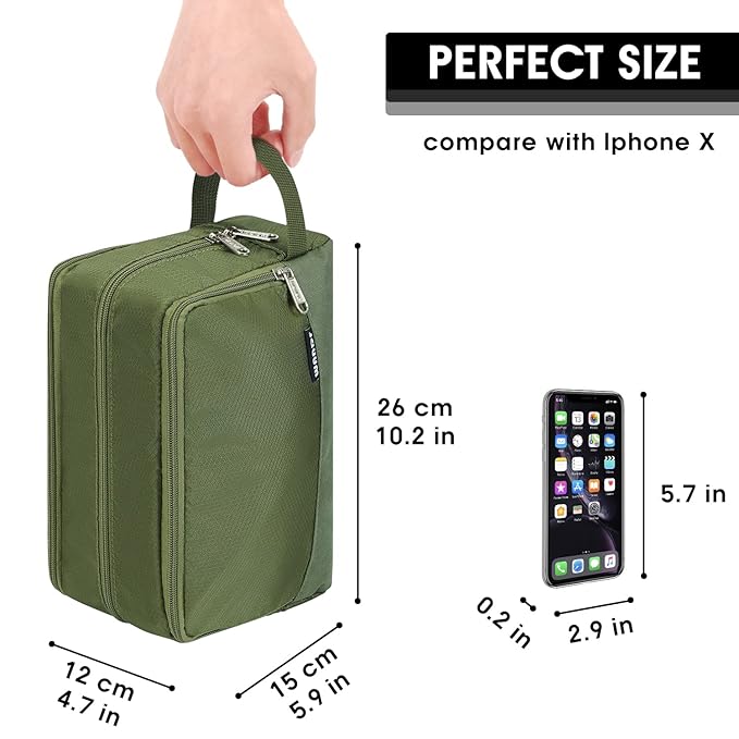 Toiletry Bag for Men Hanging Dopp Kit Water Resistant Shaving Bag Small Toiletry Bag for Traveling (Pure Green)