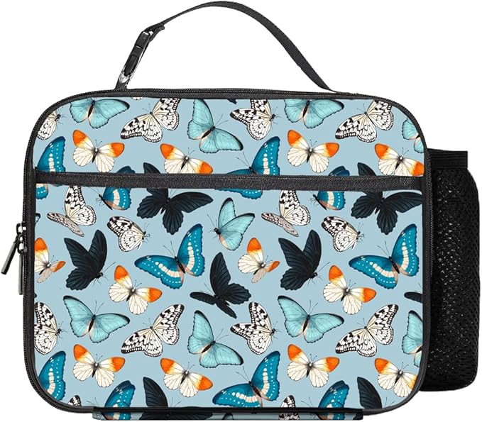 Butterfly Lunch Bag Reusable Insulated Lunch Box Keep Food Cooler Thermal Lunch Tote for Women Men