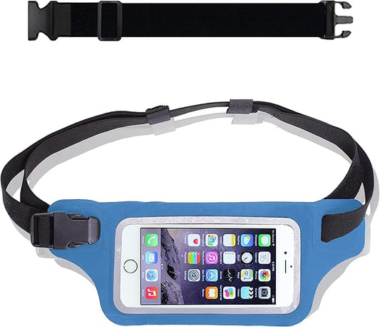 Ultimate Blue Waterproof Running Swimming Belt: Phone & Essentials Holder for Gym, Beach, Kayaking, Ski! Fits iPhone, Samsung - Touchscreen, IPX8 Rated Dry Waist Pouch - Adventure-Ready Performance!