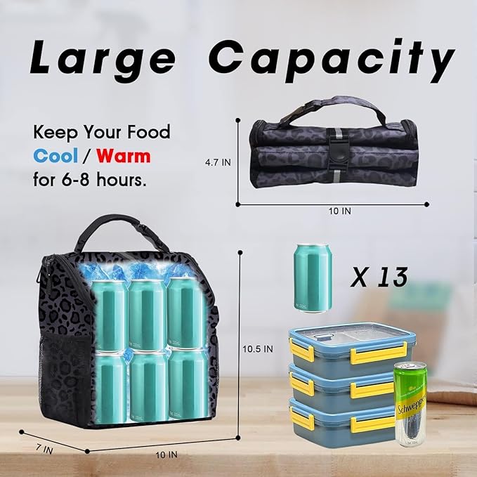 VLM Lunch Box for Women, Insulated Lunch Bag Women with Adjustable Shoulder Strap, Cute Lunch Tote Bag for Work,Picnic,Camping