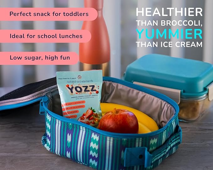 Yozz Probiotic Freeze Dried Yogurt Snack with Real Strawberries - No Sugar Added - 1 Billion CFU per Serving - 10 Individual Packs - For Adults, Babies, and Toddlers - Tastes Wow