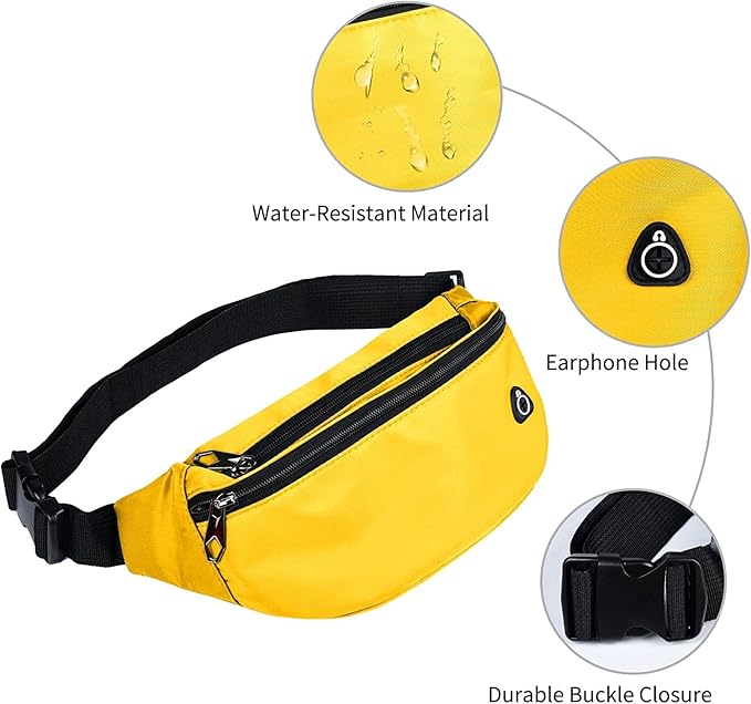Fanny Pack for Men Women, Waterproof Sports Waist Bag Pack, Belt Bag for Travel Hiking Running