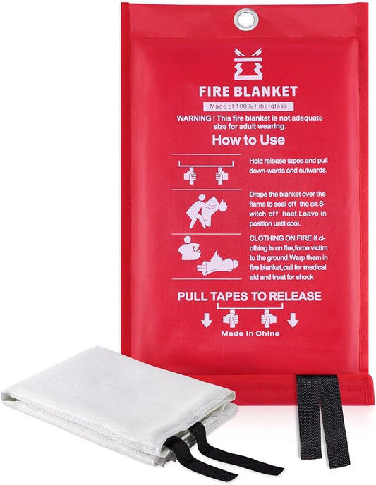 KITOSUN Fire Blanket for Kitchen Home Emergency - Fiberglass Blankets Fire Survival Suspension Flames Retardant Extinguisher Great for Stove Car Garage Office Camping Caravan BBQ Safety (1-Pack)