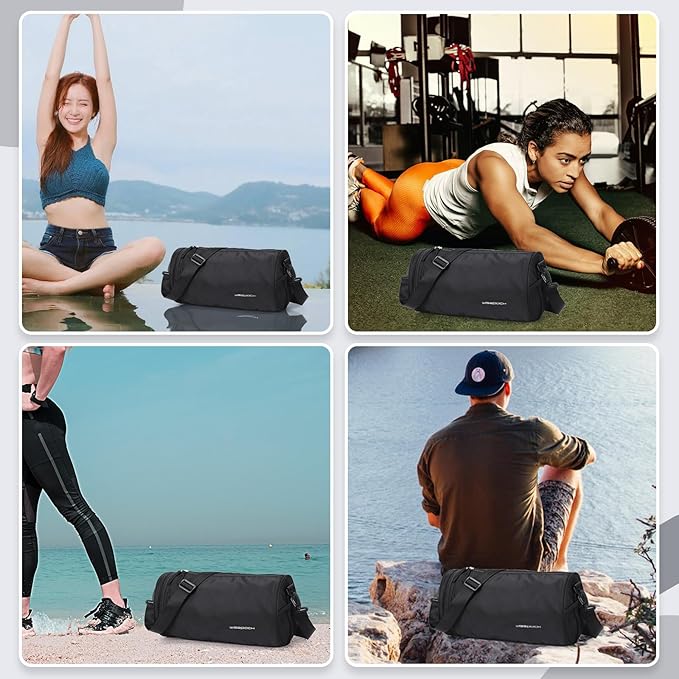 Small Gym Duffle for Women Men - Mini Waterproof Workout Sport Yoga Travel Overnight Weekender Dance Bag - Black