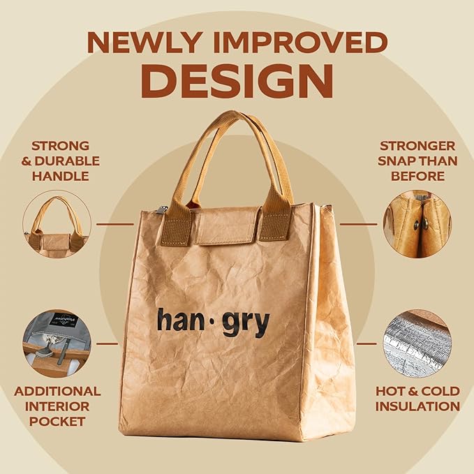 VonNova Insulated Lunch Box for Women, 7L Capacity, Leakproof Lunch Tote Bag, Durable Lunchbox made from Tyvek Material, Adult Cooler Bag for Work, Picnic, Travel and more (Hangry)