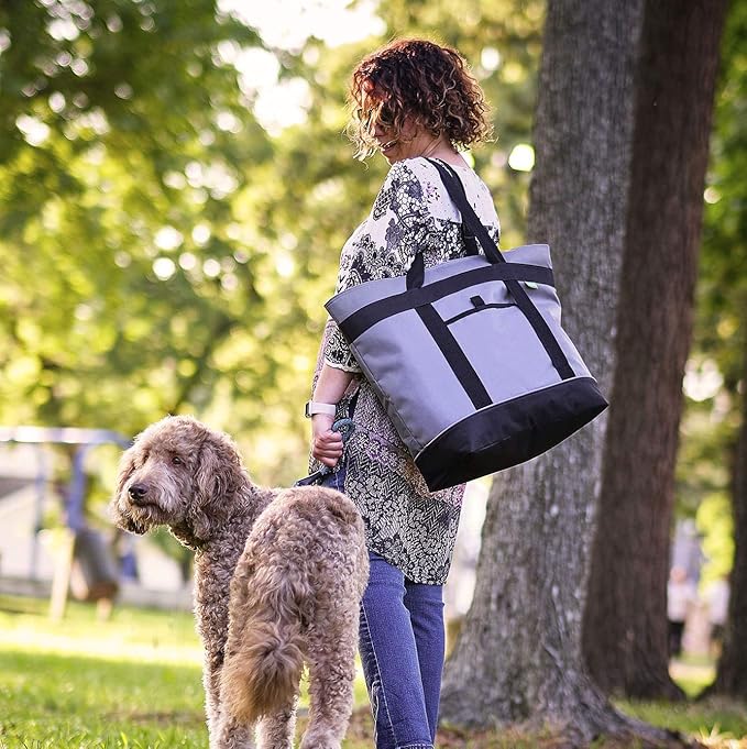 Jumbo Insulated Cooler Bag (Charcoal) with HD Thermal Insulation - Premium, Collapsible Soft Cooler Makes a Perfect Insulated Grocery Bag, Food Delivery Bag, Travel Bag, Beach or Picnic Bags