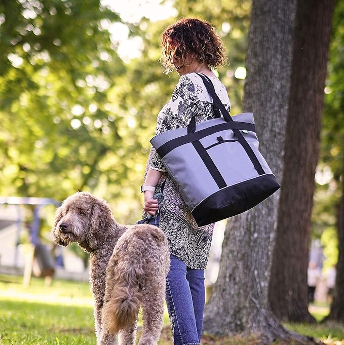 Jumbo Insulated Cooler Bag (Gray) with HD Thermal Insulation - Premium, Collapsible Soft Cooler Makes a Perfect Insulated Grocery Bag, Food Delivery Bag, Travel Insulated Bag, or Beach Cooler Bags