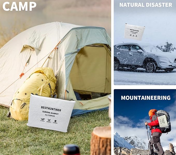 Heavy Duty Survival Blanket -Multifunctional Reflective Tarp Thermal Blanket - 60" x 83" Waterproof Sandproof for Camping Hiking Outdoors Multifunctional Emergency Blanket…