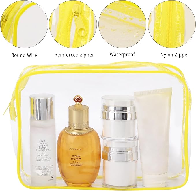 Tbestmax 10 Pack Clear Cosmetic Bags Makeup Bags Portable Waterproof TSA Approved Travel Toiletry Bags Organizer