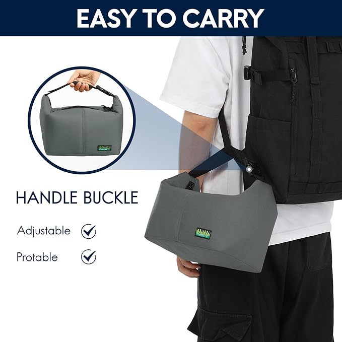 Haimont Lunch Tote Insulated Cooler Bags, Small Leakproof Lunchbox with Handle Buckle, Practical Food Medicine Meal Cooler, Keep Food Fresh, Grey