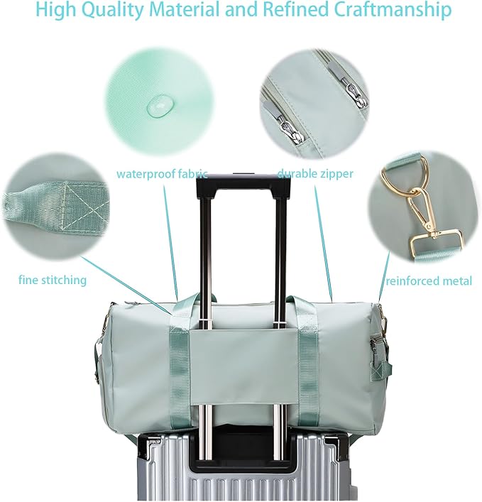 Women Gym Bag with Separation for Wet and Dry, Shoe Storage, Waterproof Travel Duffle Bag for Gym, Swimming, Yoga, Sports (Green)