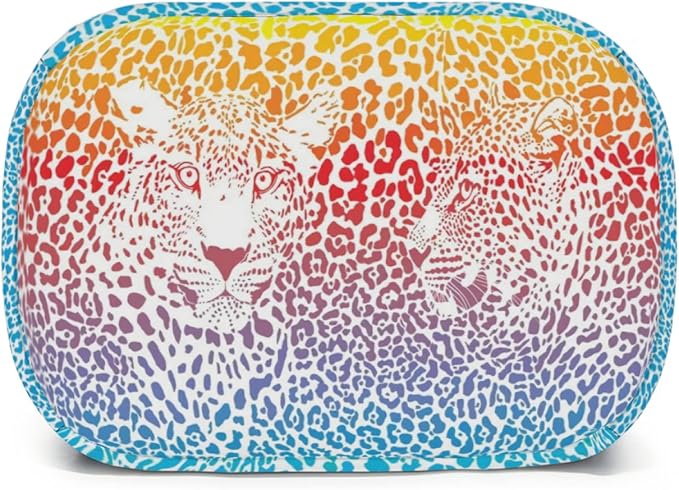 Giwawa Rainbow Leopard Print Lunch Bag for Kids Girls Boys Colorful Cheetah Animal Insulated Lunch Box Reusable Thermal Lunch Cooler Tote Bags with Front Pocket for Men Women Picnic Travel