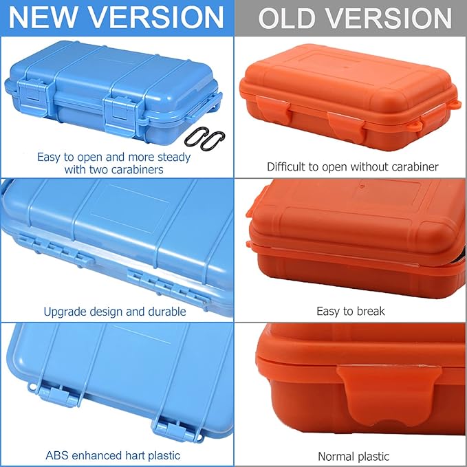 Dry Storage Box, Shockproof Waterproof Box with 2 U‑Shape Buckle, Plastic Storage Container for Cameras, Phones, Camping, Fishing, Hiking(small-Blue)