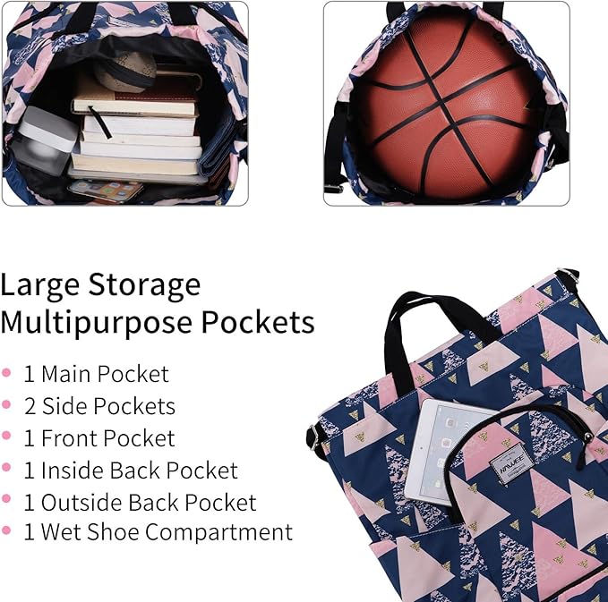 Dry Wet Drawstring Backpack with Shoe Compartment for Women Adjustable Gym Bag