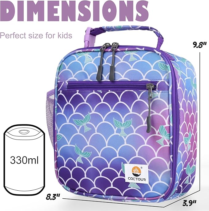 Lunch Box Kids,Premium Insulated Lunch Bag for Girls Boys,Soft Bag Mini Cooler Back to School Thermal Reusable Lunch Bag for Work School Picnic (Mermaid)