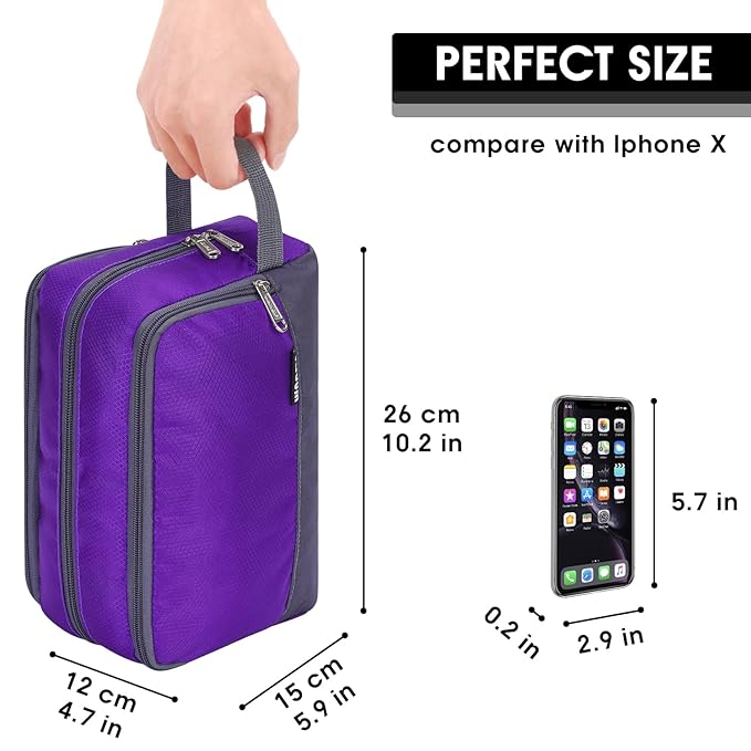 Toiletry Bag for Men Hanging Dopp Kit Water Resistant Shaving Bag Small Toiletry Bag for Traveling (Dark Purple)