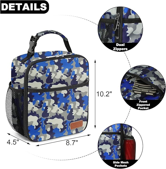 Femuar Lunch Box for Men Women Adults, Small Lunchbox for Work Picnic - Reusable Lunch bag Portable Lunch tote, Camouflage