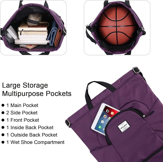 Dry Wet Drawstring Backpack with Shoe Compartment for Women Adjustable Gym Bag