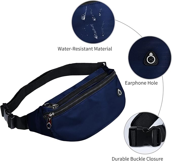 Fanny Pack for Men Women, Waterproof Sports Waist Bag Pack, Belt Bag for Travel Hiking Running