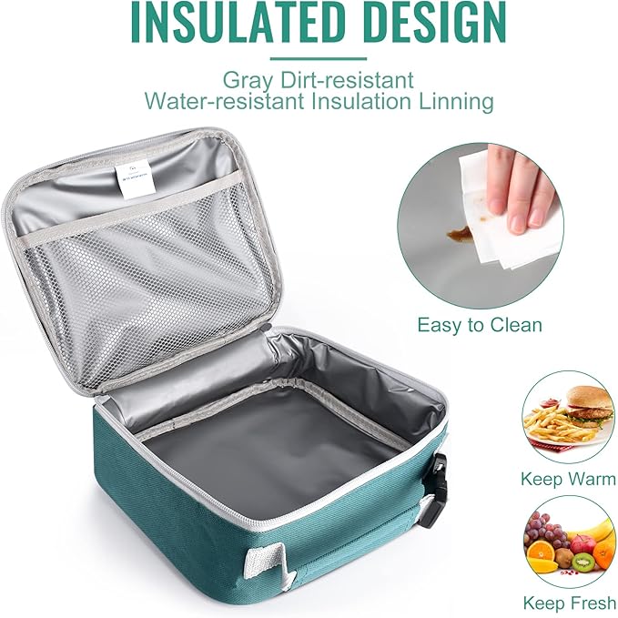 Genteen Lunch Box Kids,Insulated Lunch Bag Kids Boys Girls,Soft Bag Mini Cooler Back to School Thermal Meal Tote Kit Lunch Box for School,Work,Outdoor (Green)