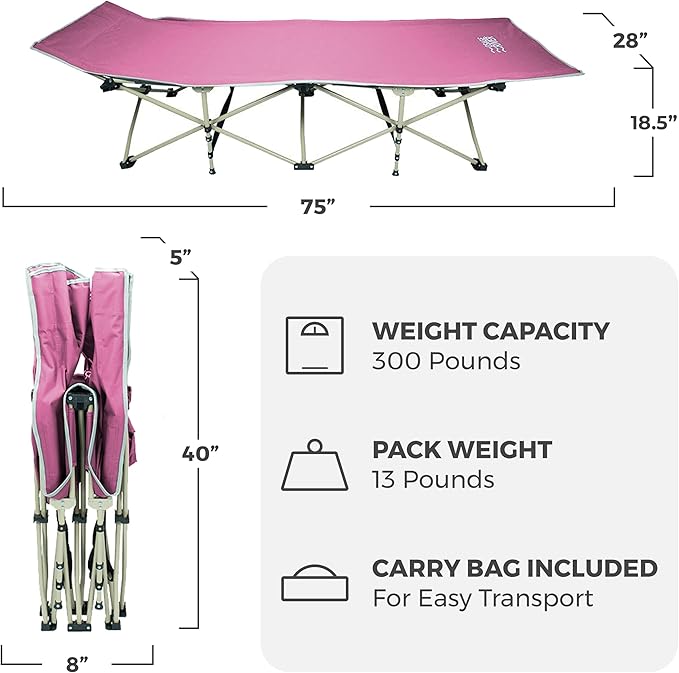 OSAGE RIVER Camping Cot for Adults - Folding Camping Cot - Portable Cots for Sleeping - Rated for 300 lbs