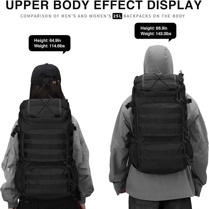 Mardingtop Tactical Backpacks Molle Hiking daypacks for Motorcycle Camping Hiking Military Traveling,25L Backpack