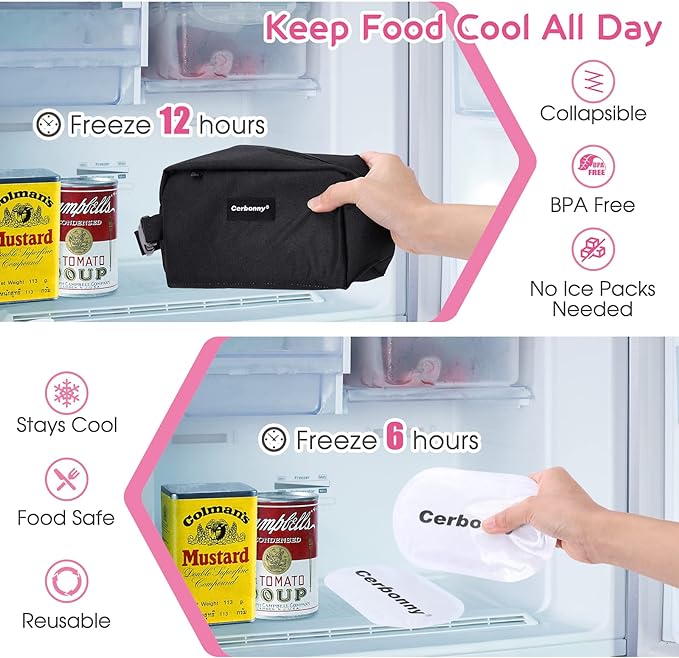 Freezable Lunch Bag,Freezable Snack Bag,Mini Cooler Bag for Travel/Work/School,Small Insulated Bag,Small Cooler Lunch Box with Ice Packs,Insulated Snack Bag,Freezable Snack Box with Handle Buckle