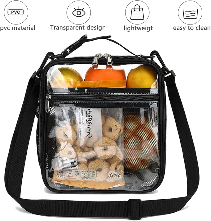 FlowFly Kids Lunch box Insulated Soft Bag Mini Cooler Back to School Thermal Meal Tote Kit for Girls, Boys, Clear