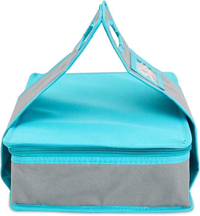 Juvale Thermal Insulated Casserole Carrier - Food Warmer Bag Container to Keep Food Hot for Lunch, Potluck Dish, Picnics, Pie, Transport (Teal and Gray, 16x10x4 in)