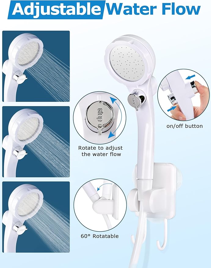 innhom Portable Camping Shower, 6000mAh Rechargeable Camp Shower Pump with LED Display, 2 Mode Electric Portable Shower for Camping, Hiking, Travelling, Washing