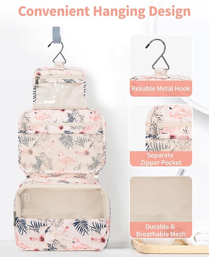 Narwey Hanging Travel Toiletry Bag Cosmetic Make up Organizer for Women and Girls Waterproof