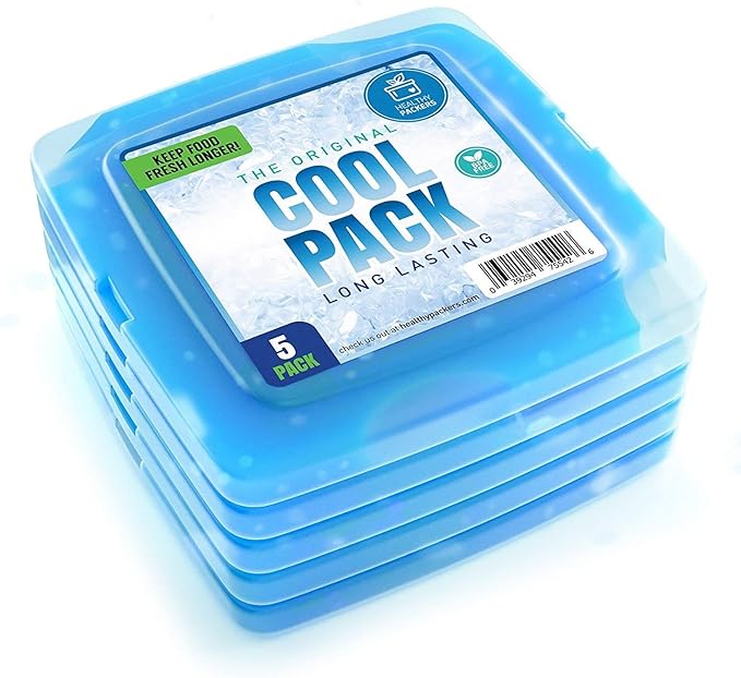 Healthy Packers Ice Pack for Lunch Box - 5 Ice Packs - Original Slim & Long-Lasting Freezer Packs for your Lunch or Cooler Bag