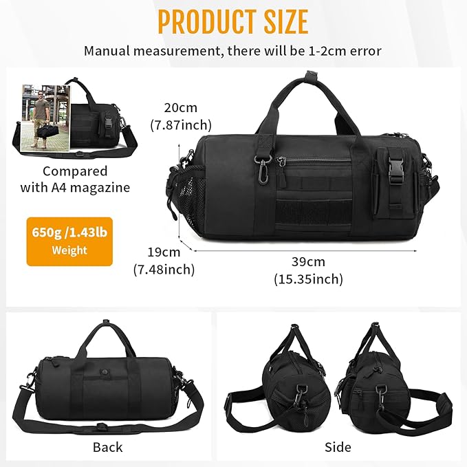 Huntvp Tactical Duffle MOLLE Handbag Gear Military Travel Carry On Shoulder Bag Small Valise
