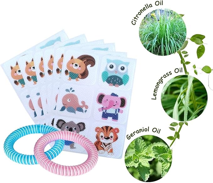 120 Pack Mosquito Patches Stickers for Adult Kids, Resealable Stickers with 2Pack Mosquito Bracelet, Mosquito Patches for Kids, Mosquito Patches Stickers for Outdoor Camping & Travel