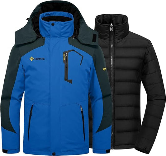 GEMYSE Men's Waterproof 3-in-1 Ski Snow Jacket Puffer Liner Insulated Winter Coat