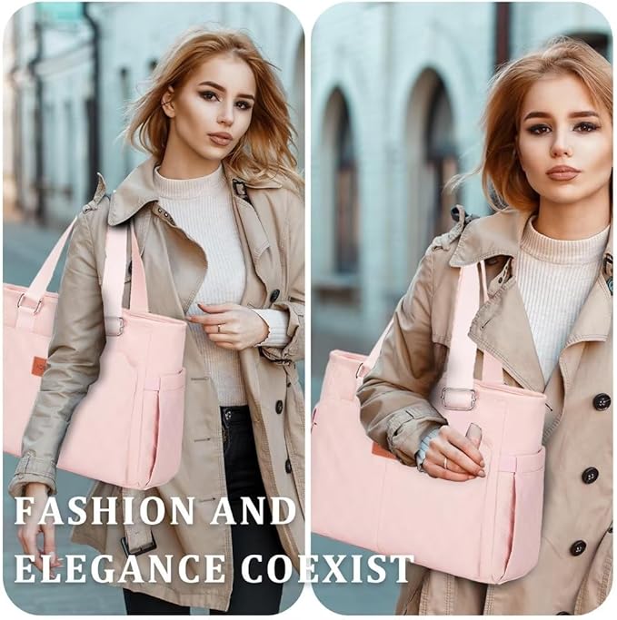 Large Women's Insulated Lunch Bag, Pink, 12L, Reusable, Durable, Adjustable Carrying Options