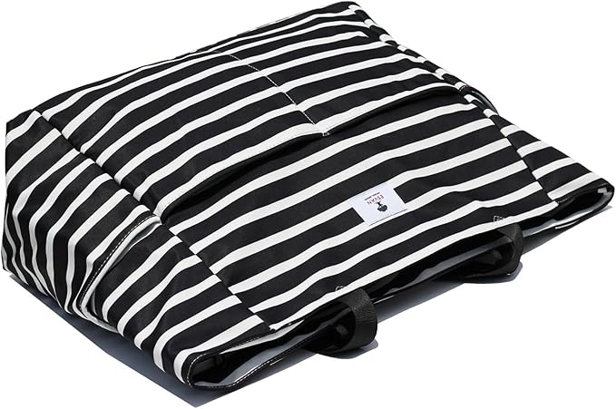 ESVAN Large Foldable Beach Bag for for Women with Dry Wet Compartment Waterproof Sandproof Travel Gym Picnic Handbag