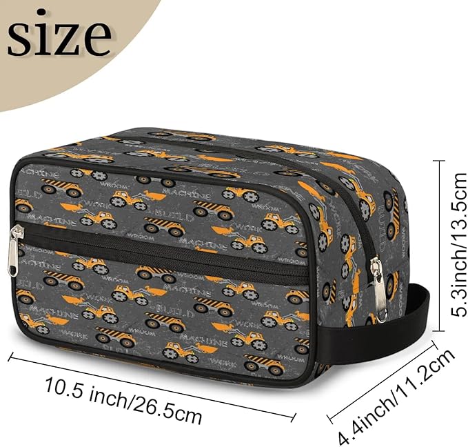 Truck Tractor Cars Hanging Toiletry Bag,Travel Hygiene Kits for Boys Mens,Waterproof Makeup Carry-on Bags,Cosmetic Bag,TSA Approved Shave Dopp Kit for Toiletries Shower Bathroom Accessories Gifts