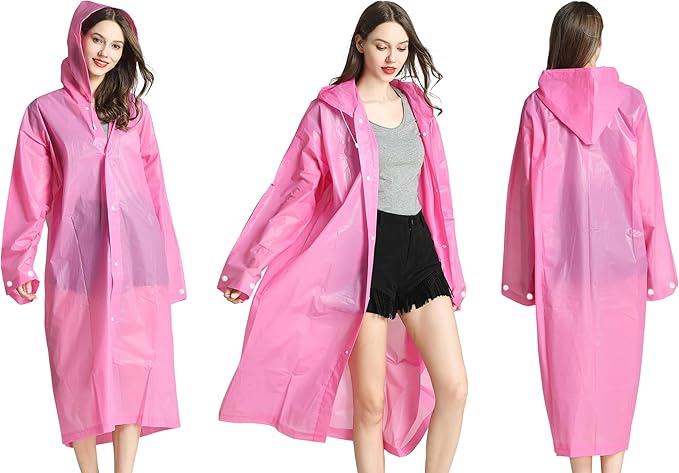 Rain Ponchos Raincoats for Adults Women Men, Reusable 2 Pack Rain Jacket Coats with Hood for Family Disney Camping Hiking