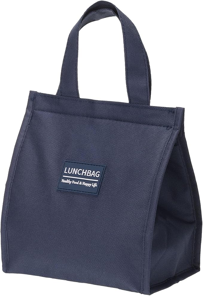 PATIKIL Insulated Lunch Bags, 8"x5"x9" Reusable Bento Bags Thermal Lunch Tote Portable Food Containers Bag for Men and Women, Dark Blue