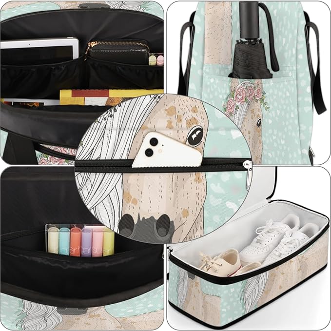 Flower Horse Foldable Travel Duffel Bag, Expandable Sports Gym Bag with Shoes Compartment Weekender Overnight Totes Bags for Women Men