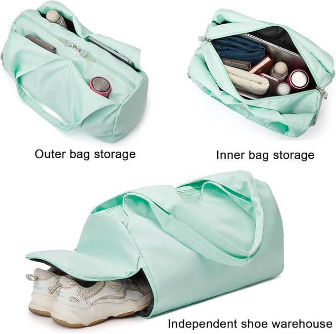forestfish Yoga Gym Bag for Women with Shoes Compartment & Wet Dry Storage Pockets Lightweight Duffel Bag