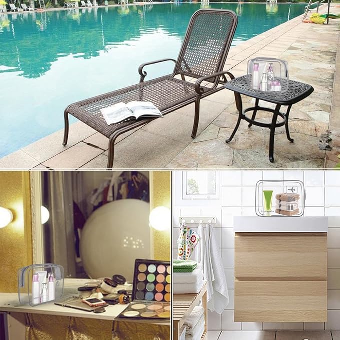 Lermende 2pcs Clear Toiletry Bag TSA Approved Travel Bag,Carry On for Travel,Airport Airline Accessories Compliant Bag,Quart Sized Makeup Cosmetic bag Women Men (Gray, 2 Pack)