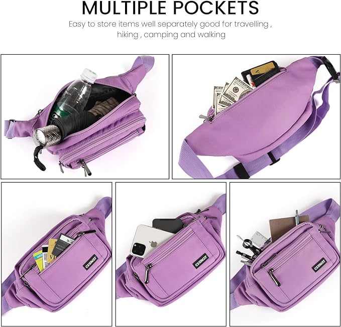 CXWMZY Fanny Packs For Women & Men Waist Pack Hip Bum Bag with Multi-Pockets Large Capacity Waterproof Casual Bum Bag for Disney Traveling Casual Cycling Running Hiking