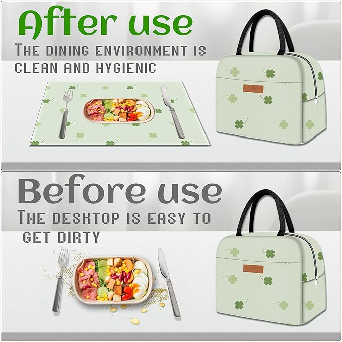 Cute Lunch Bag Women with Placemats, Insulated Lunch Box for Women, Placemats Keep Clean and Hygienic Durable Leakproof Thermal Bag High Capacity for Travel Picnic Insulated Lunch Bag